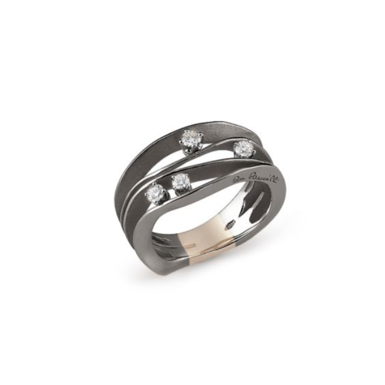 Dune Series Ring, 18Kt Black Lava Gold met diamanten.