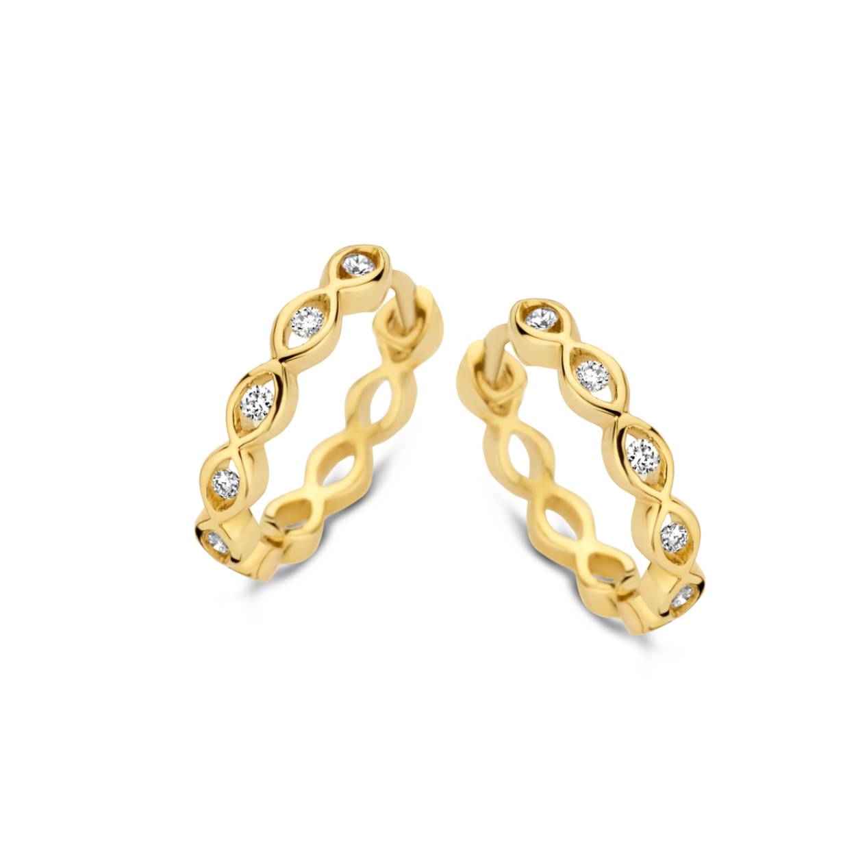 Ischia Basics creolen in 18 Kt geel goud met diamanten