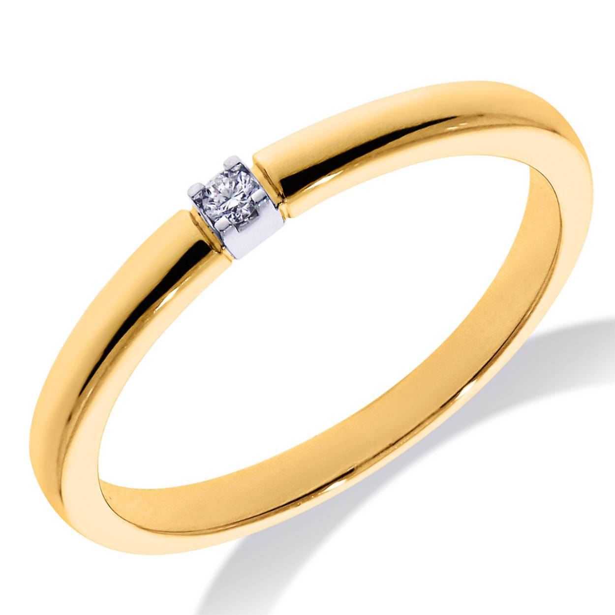 Gouden ring met diamant, briljant geslepen 0.02 crt