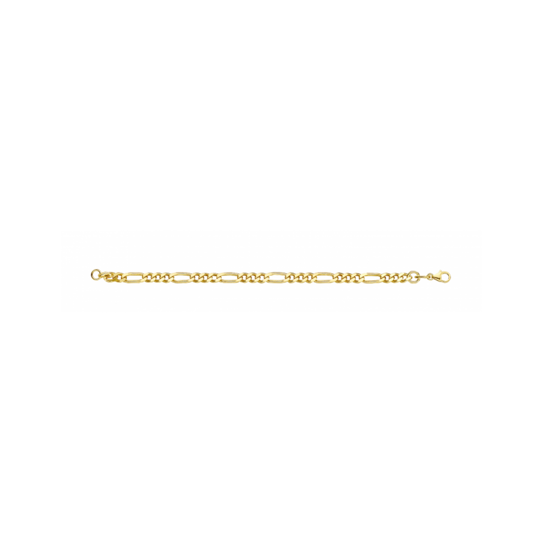 14krt Geelgouden collier met zilverkern. Schakel: Figaro. Diameter: 7mm. Lengte: 60cm