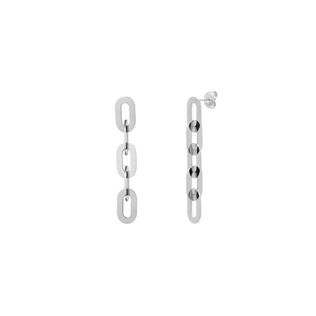 Stainless steel earrings linked chain Silver