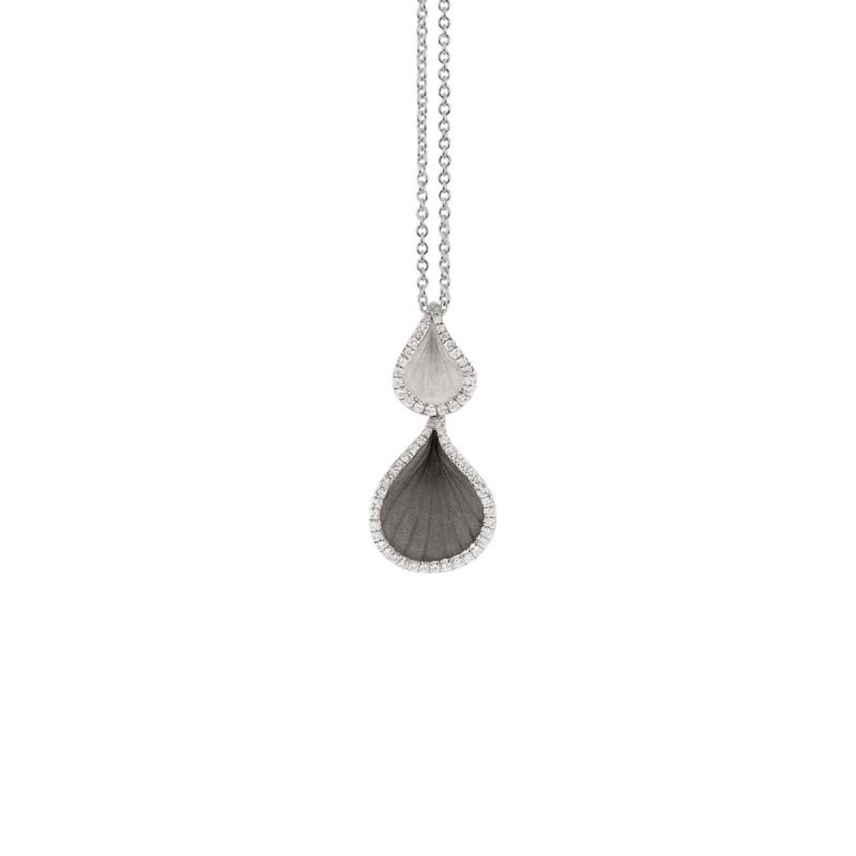 Goccia Series Pendant, 18Kt Black Lava and White Ice Gold with Diamonds
Dia ct. 0.15