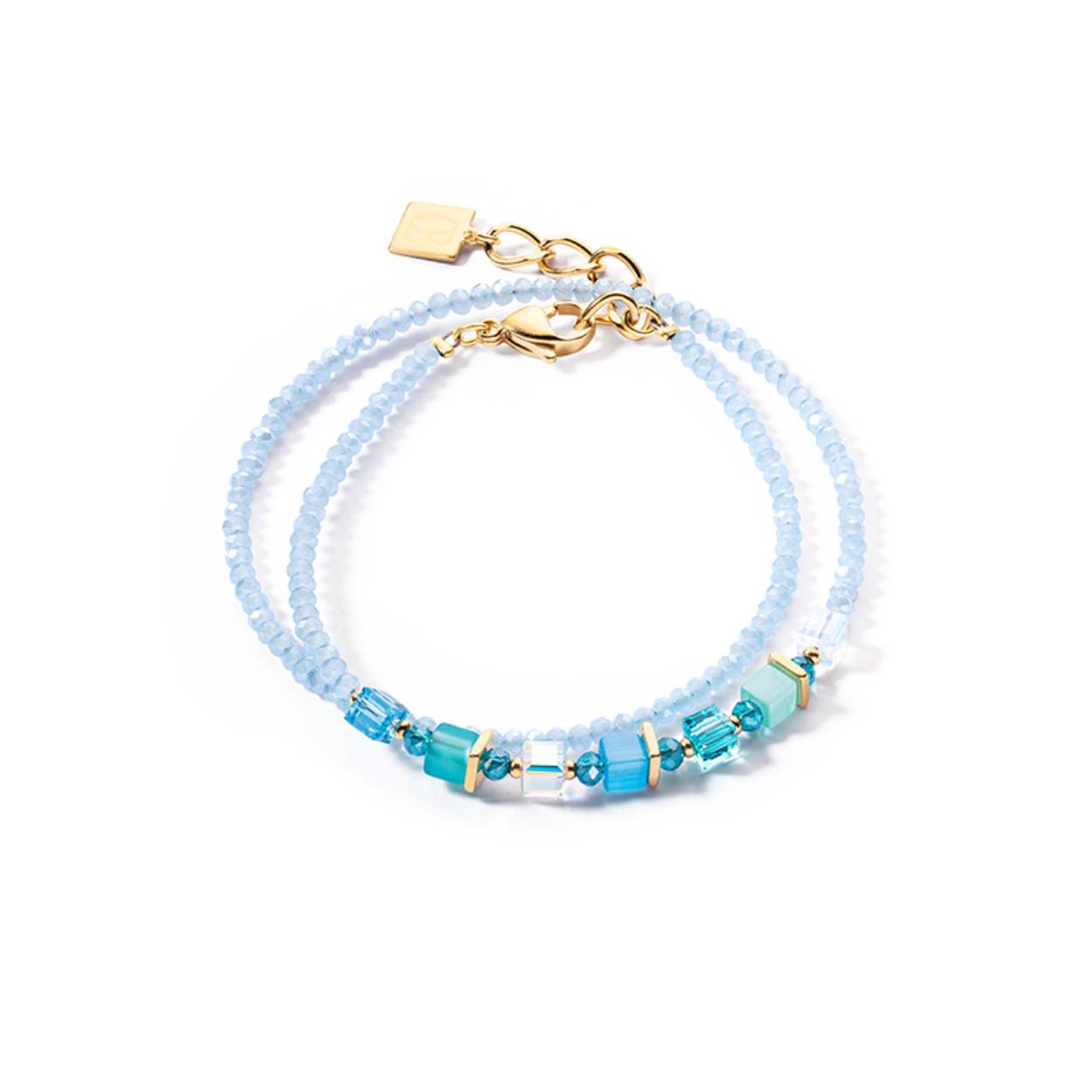 Coeur de Lion  2 rijige armband met blauwe accenten 
