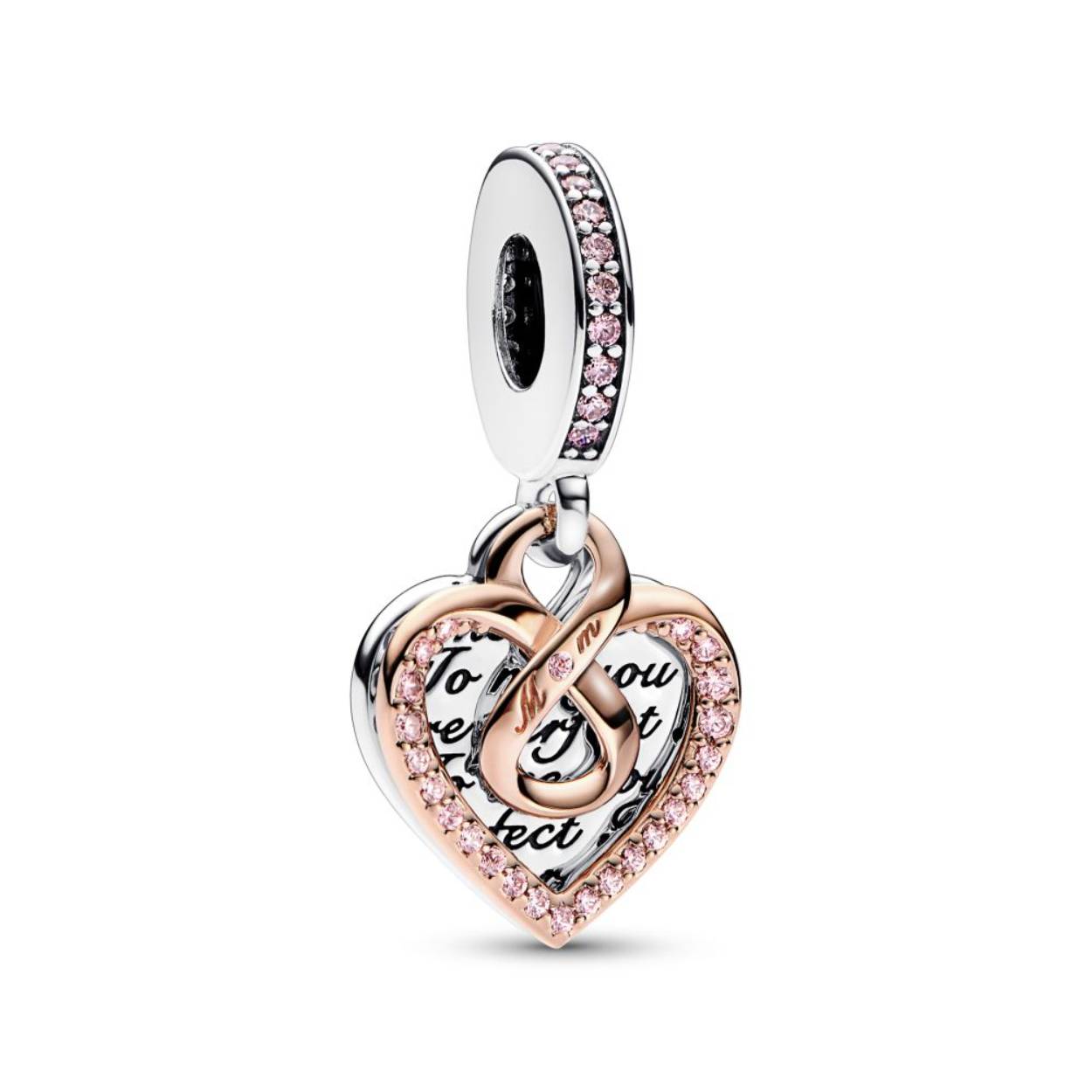 pandora hanger Two-tone Infinity Heart Double Dangle Charm