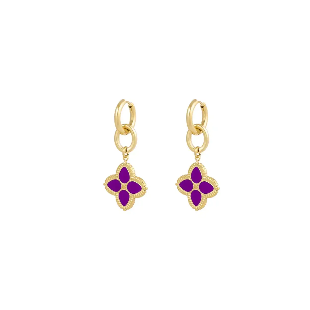 Earrings flower flow - purple