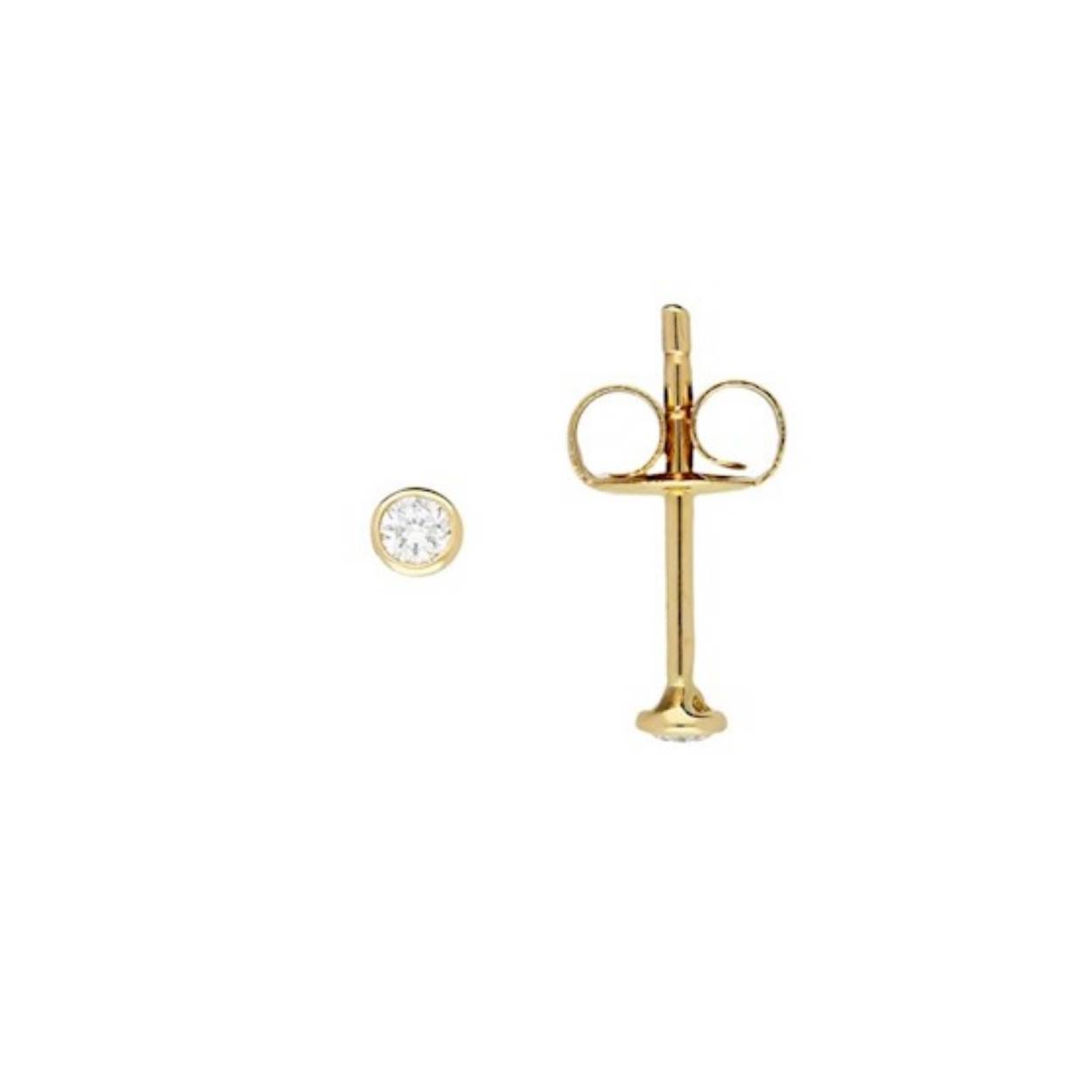 14-karaats geelgouden oorknoppen met diamant.
Diamant: 0.15 crt. G-SI