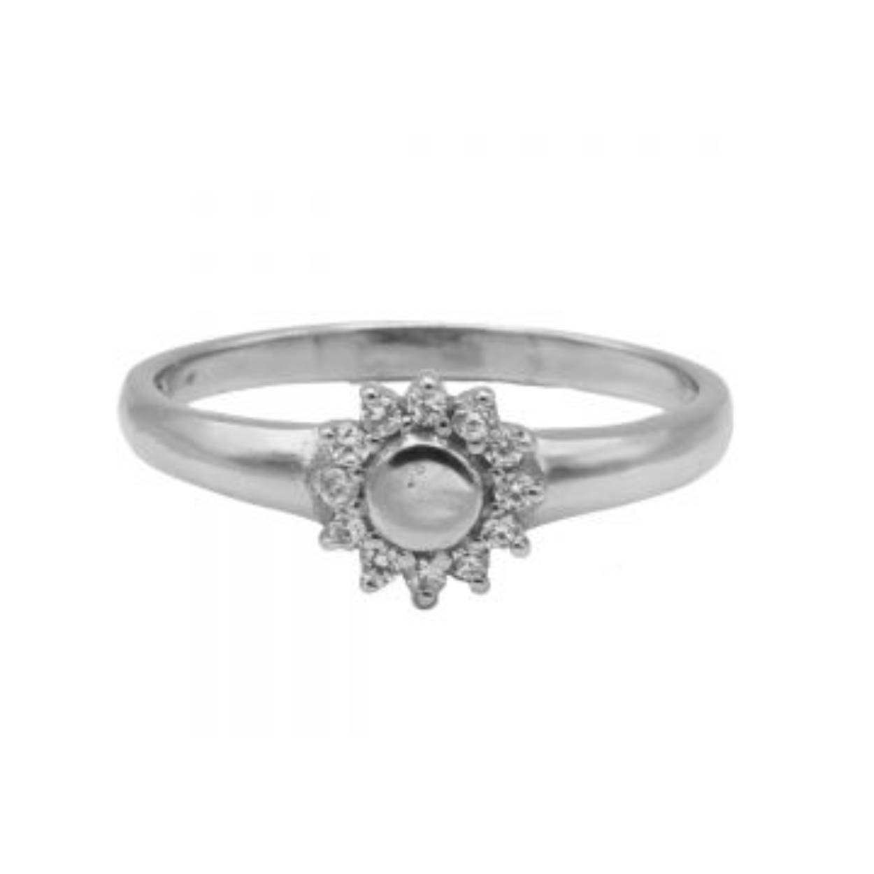 Ring Zirconia Flower Silver