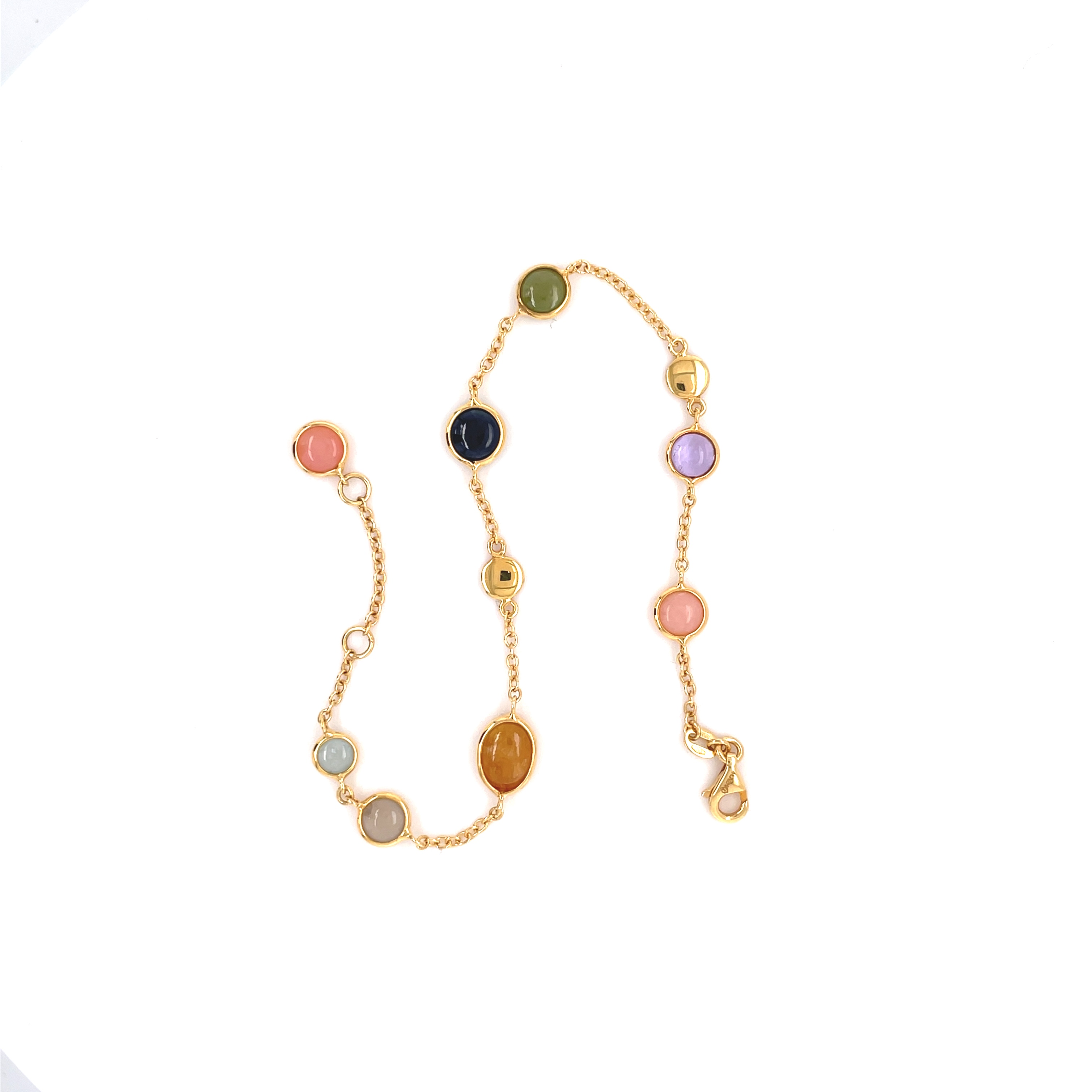 14kt geelgouden armband multi colour.
19cm.