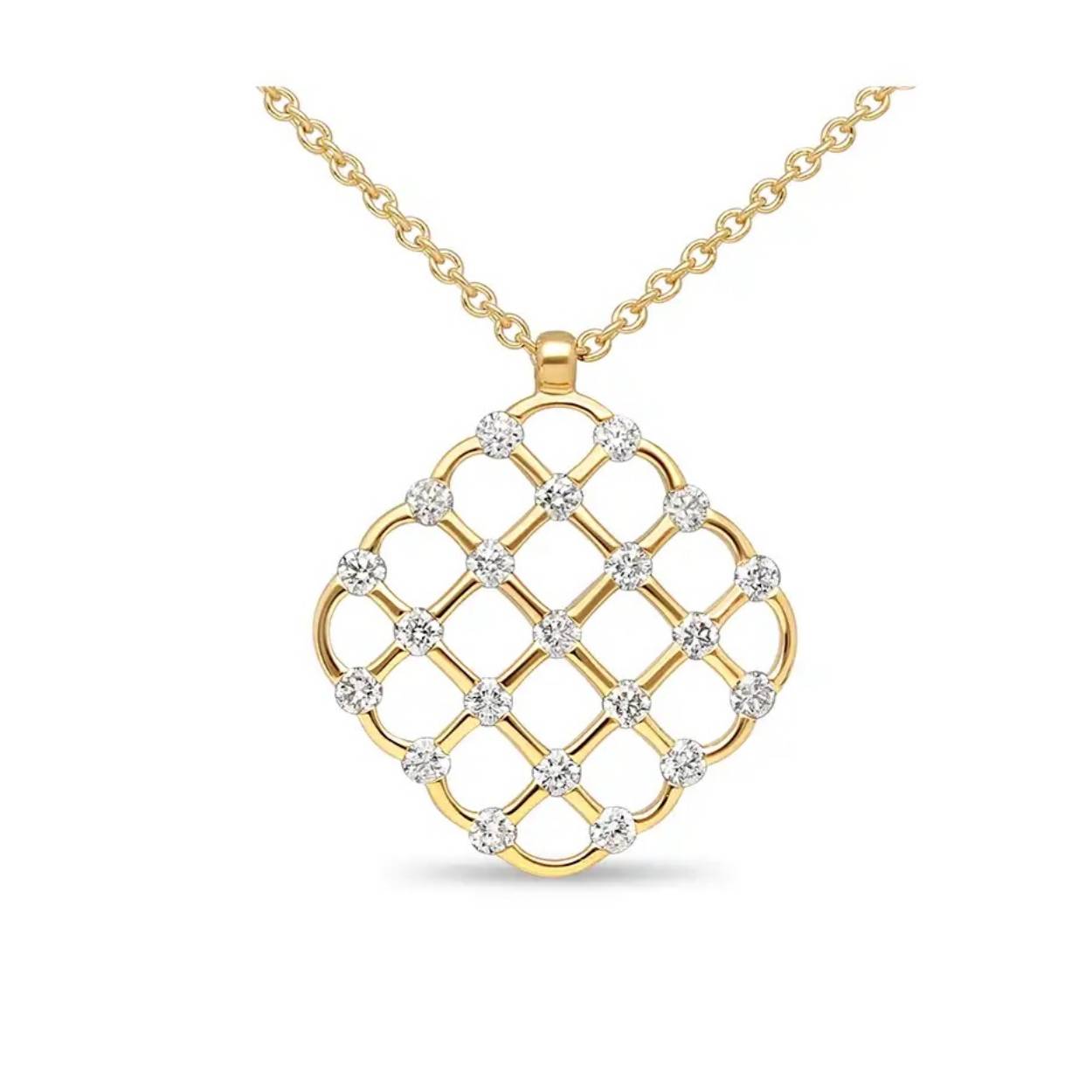 14kt. Geelgouden hanger met collier, 21-0.22ct H/Si