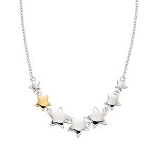 34-37 cm zilveren collier met 6 zilveren sterren 1x rose ster LSN0173 Little star