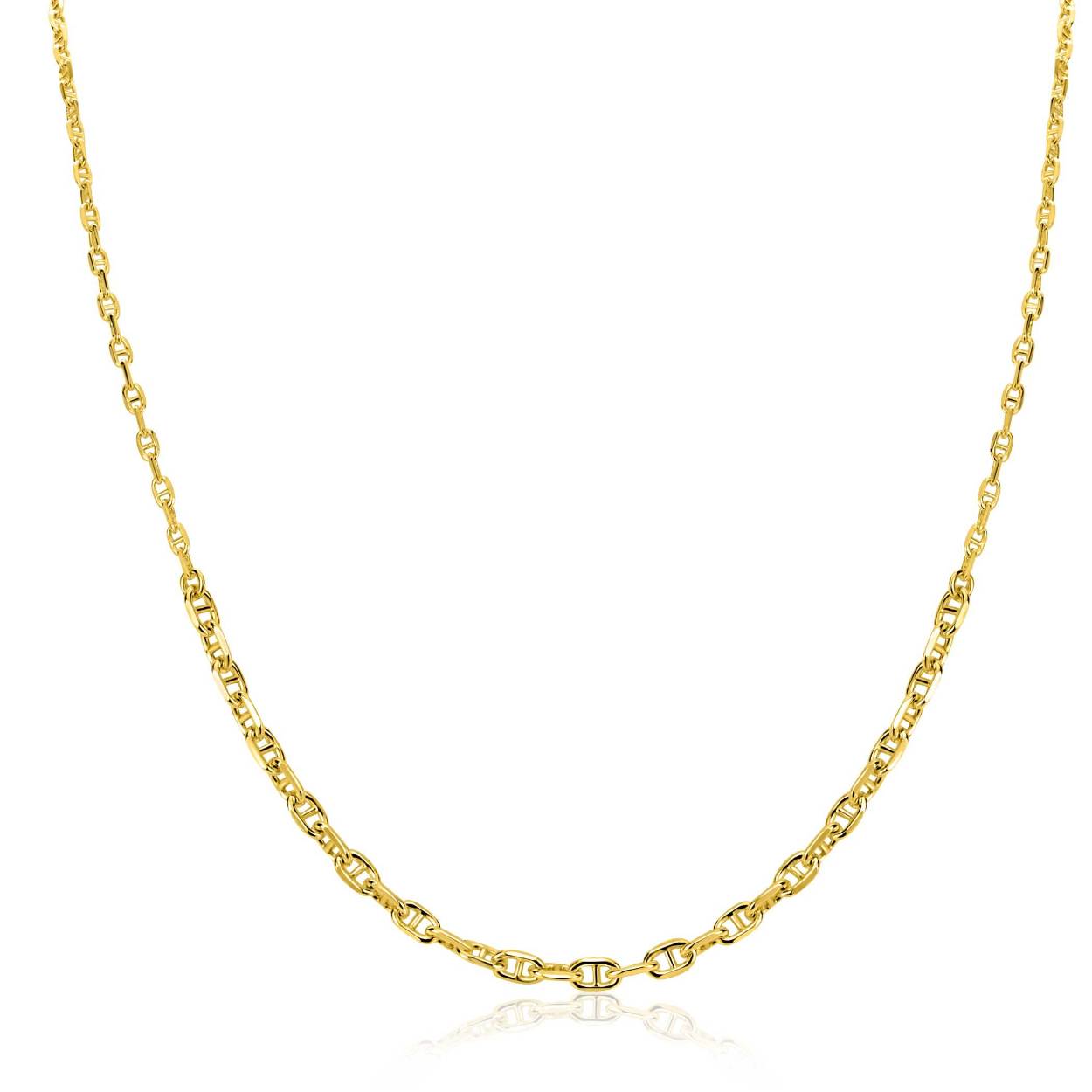 ZINZI goldplated zilveren ketting 45cm met aflopende marineschakels ZIC2762G