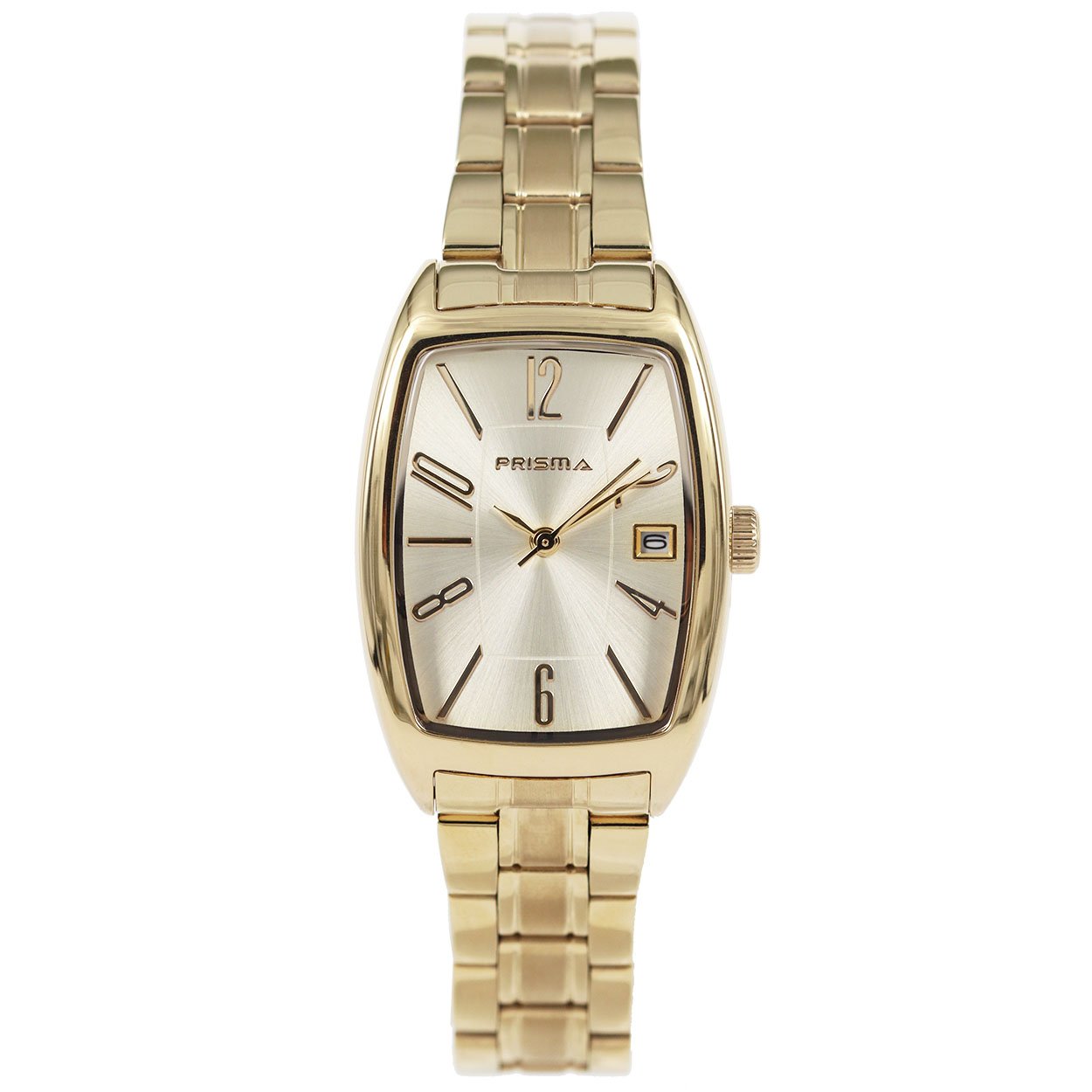 Prisma P.1517 dames horloge edelstaal 

Algemeen
Geslacht: dames
Model: P.1517

Voordelen
- band edelstaal goud
- wijzerplaat goud met gouden cijfers (arabisch)
- handige onzichtbare klep sluiting
- rechthoek design
- datum
- spat waterdicht: handenwassen, regen
- quartz
- maat kast 25,17mm (breedte) 8,6mm (dikte)