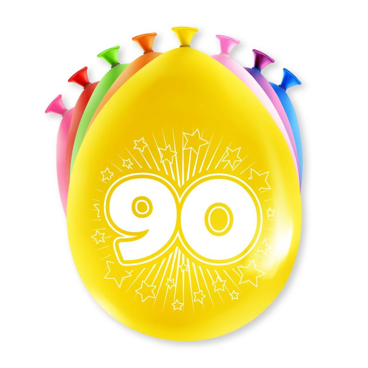 Een feestje kan niet zonder ballonnen en als u party ballonnen met 90 jaar koopt dan krijgt u deze in maar liefst 8 verschillende kleuren! De ballonnen zijn gemaakt van latex en zijn ongeveer 30 bij 30 centimeter groot.