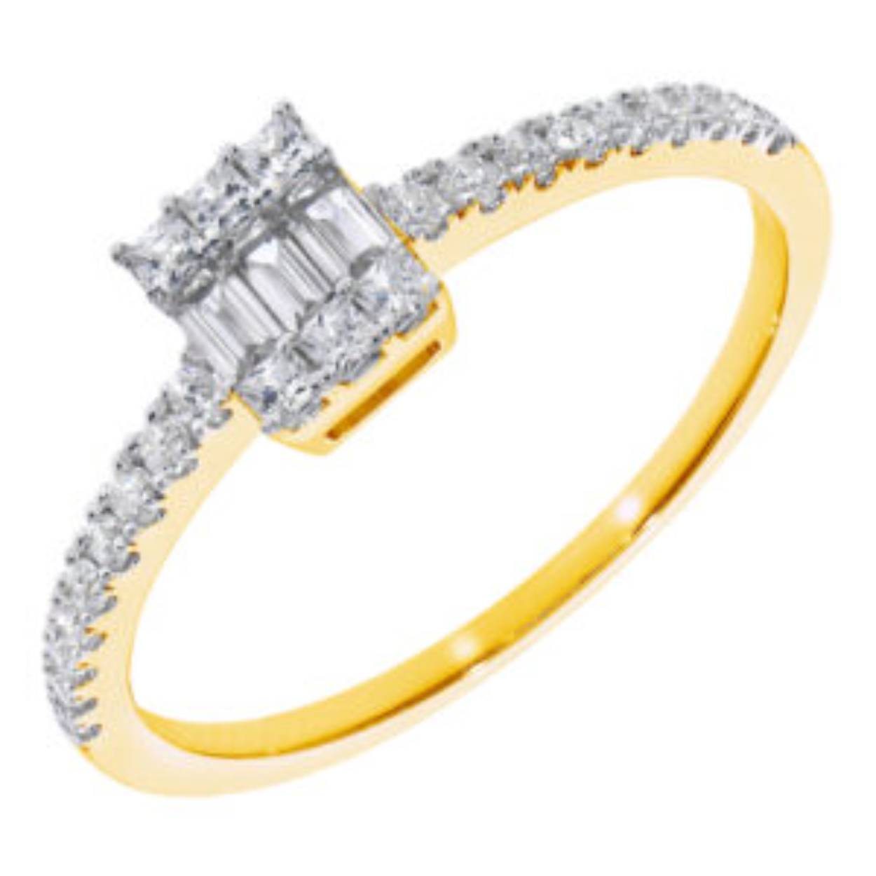 14k gouden diamanten ring . 18-0.15 HSI/6-0.10 Pr/3-0.08 Bag