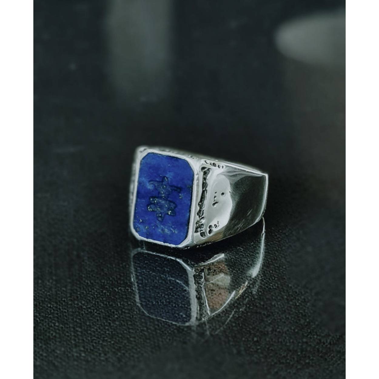 zilveren herenring met blauwe steen (lapis)