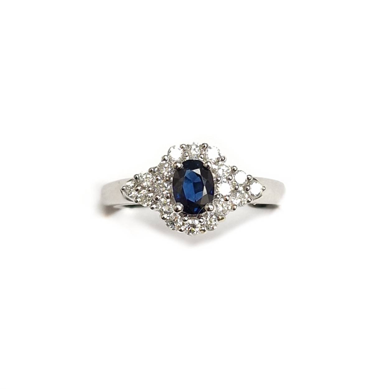 495011790 witgouden entourage fantasie ring met briljant en saffier