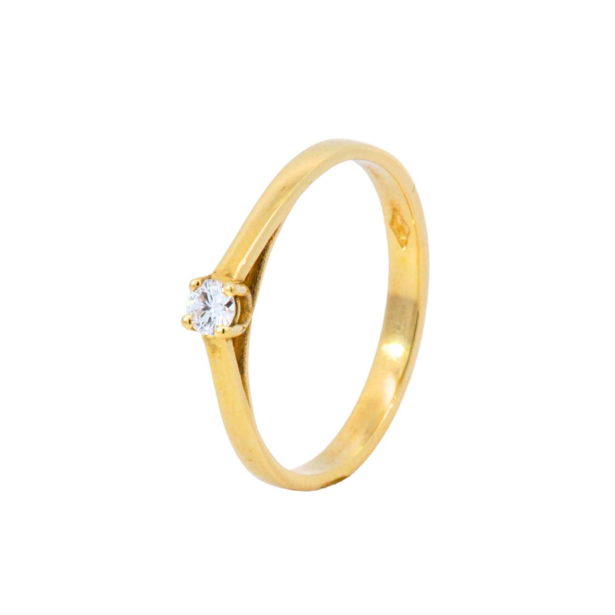 Ring in 18kt geel goud met briljant 0.10ct