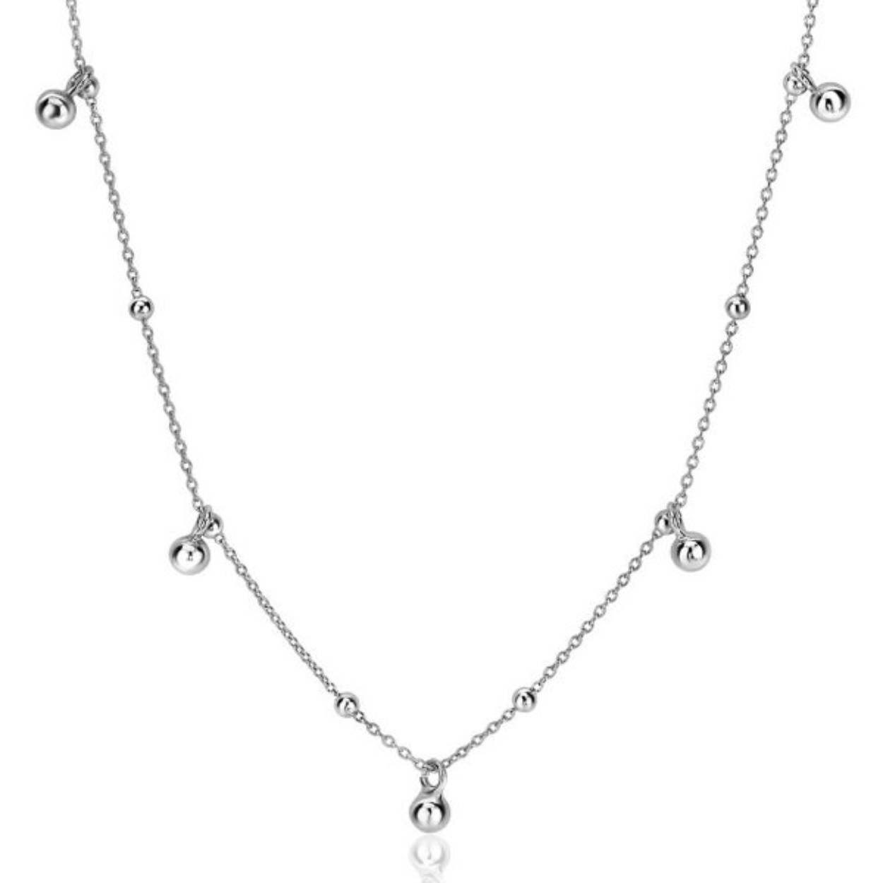 ZINZI zilveren schakelketting met kleine en grotere glanzende bolletjes 43-48cm ZIC2540