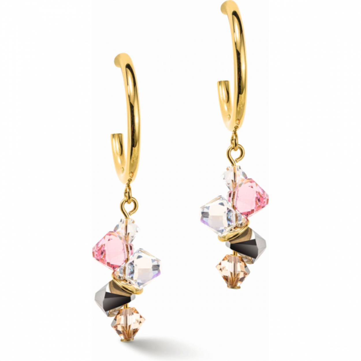 Dansende Kristallen, roze. Een verbluffende combinatie van sprankelende kristallen en gouden lussen om elke outfit een lift te geven.
