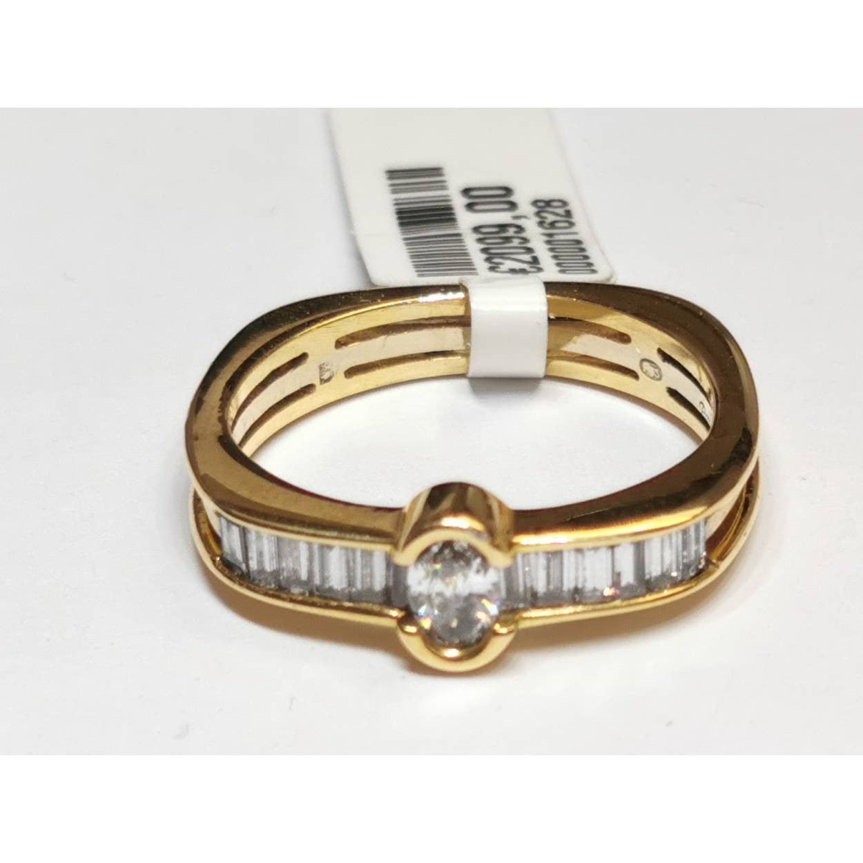 14 karaat geel gouden fantasie ring met diamanten.
