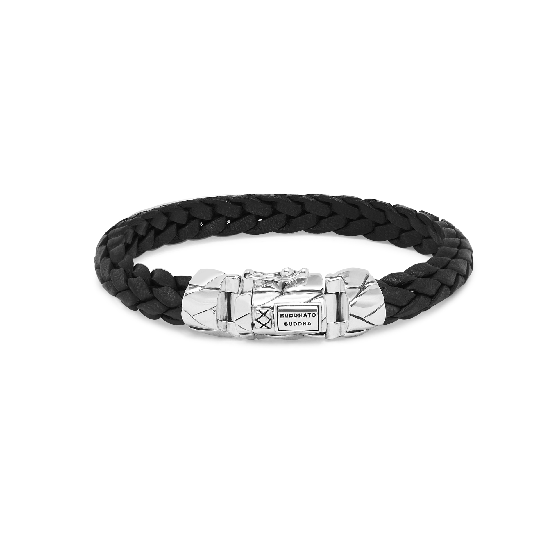 Buddha to Buddha - Mangky Small Leather Bracelet Black zilver 126BL, maat 20cm - 001J051260312