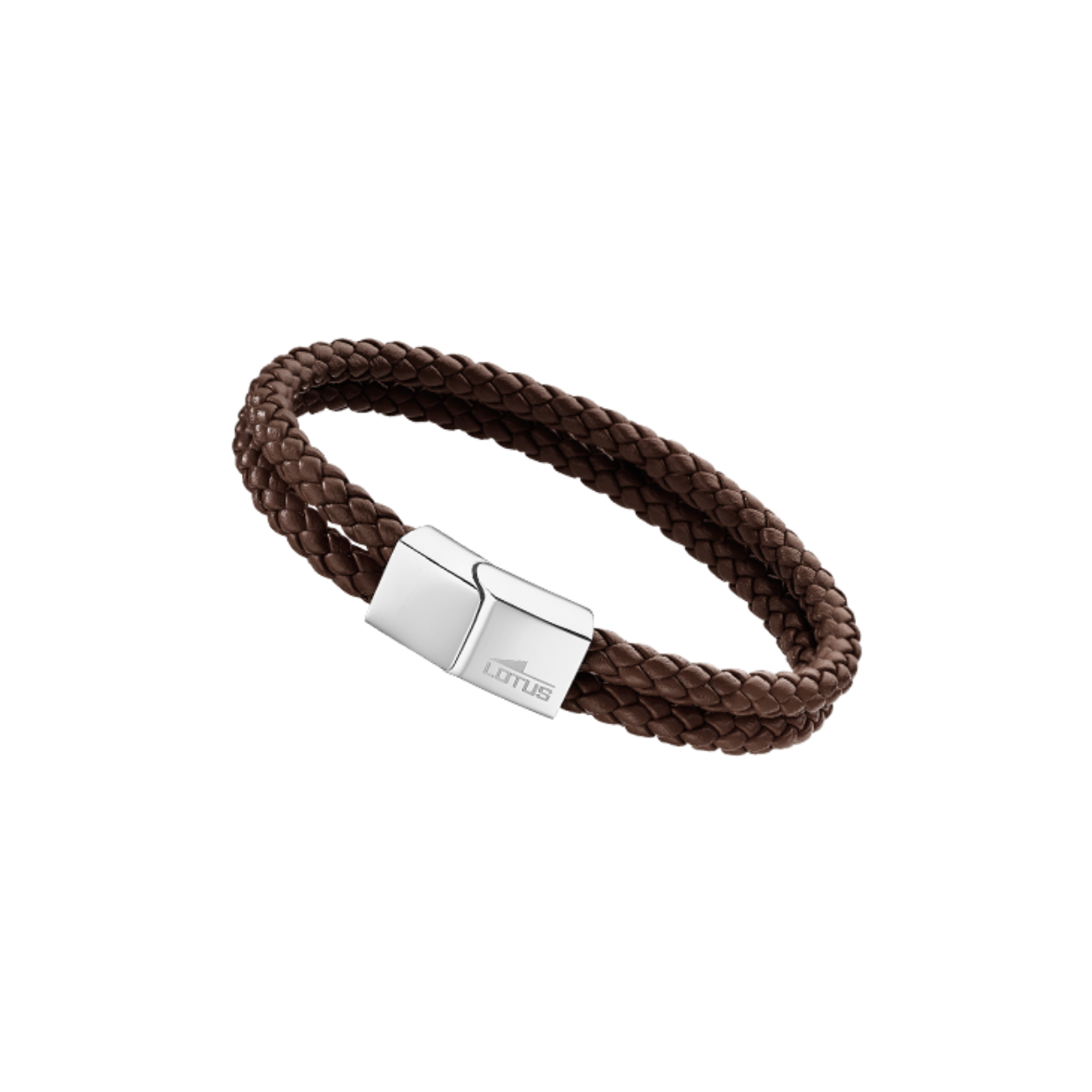 Stalen en lederen heren armband bruin