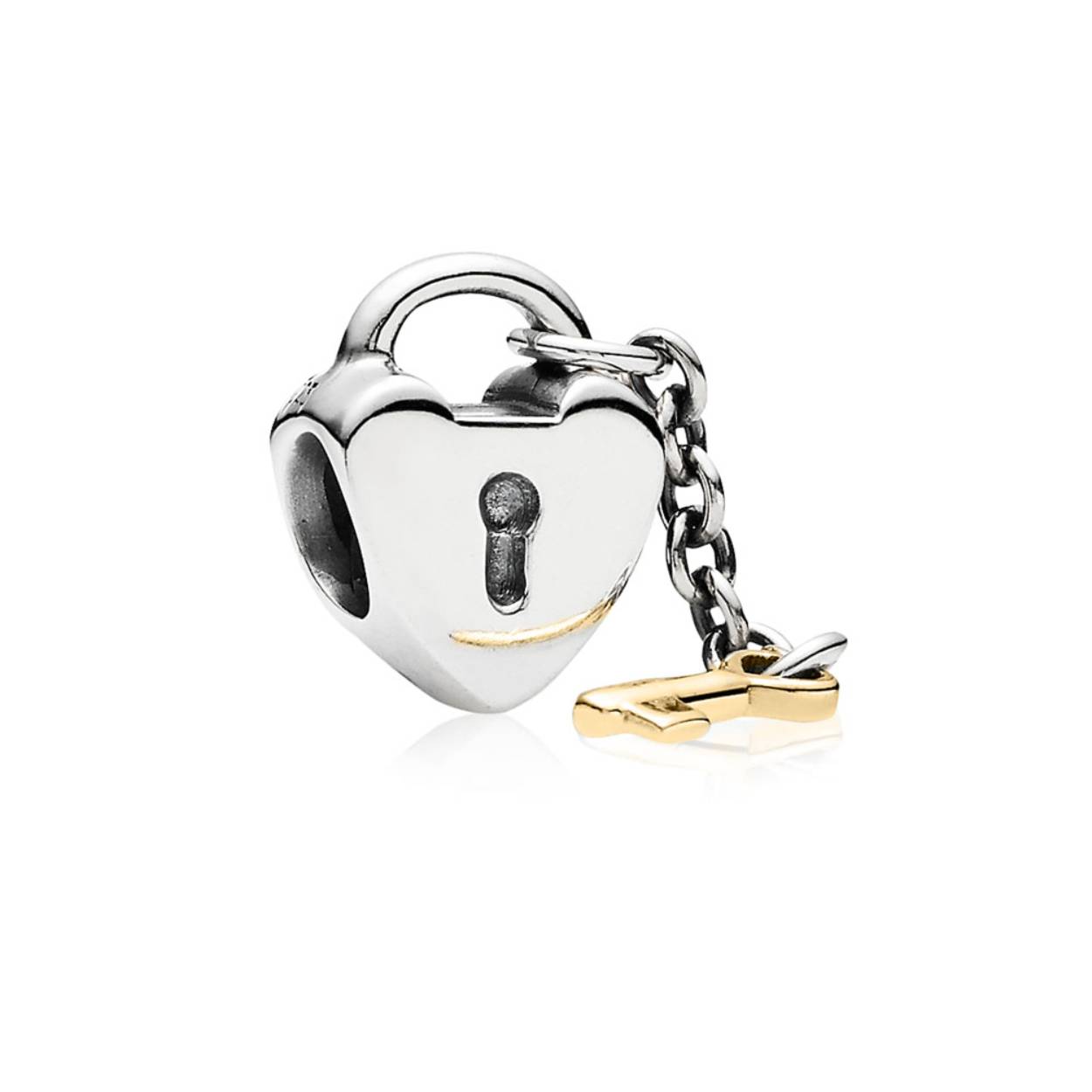 Pandora charm zilver hartje met sleutel 14k