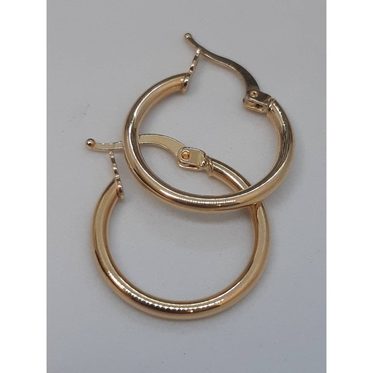 De goude oorbellen met modelnummer BREA-000392 van een onbekend merk zijn creolen van 14-karaats goud. Ze hebben een diameter van 14 mm en een breedte van 2 mm. De oorbellen hebben een glanzende afwerking en zijn goudkleurig. Perfect voor zowel dagelijks gebruik als speciale gelegenheden, draag ze om een verfijnde en elegante look te creëren.