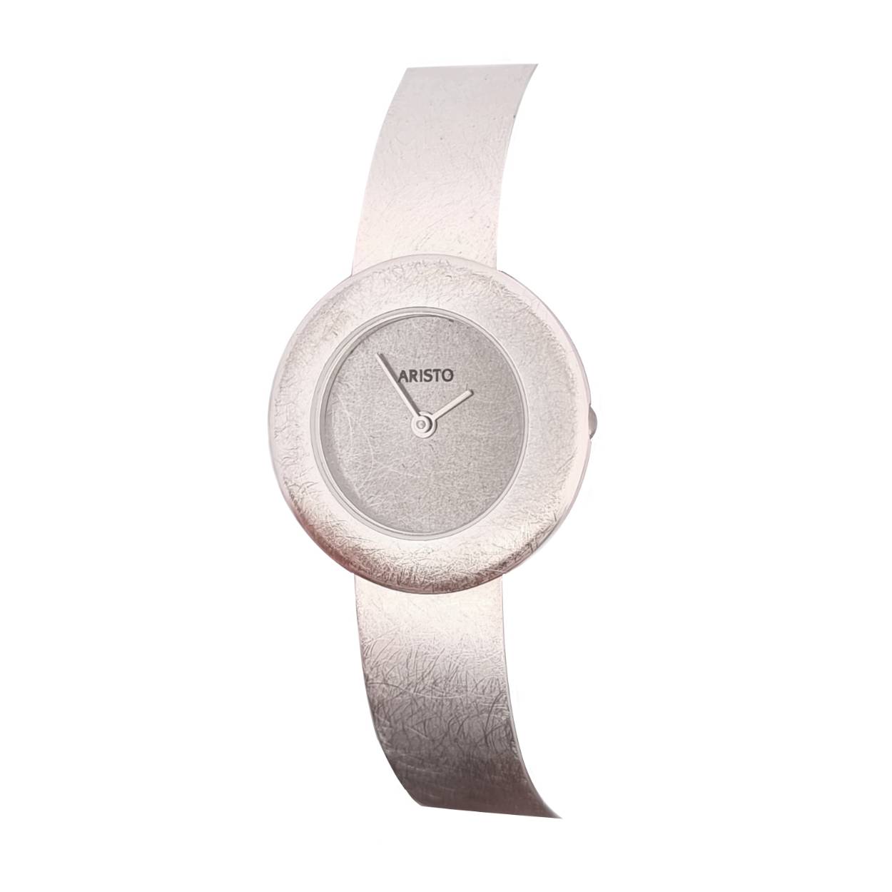 Sterling zilveren 925 / - kast en halve spangband ijsmat, fijn verzilverd en beschermd tegen aanslag, Ø 32 mm, verzilverde wijzerplaat, mineraalglas, waterdichte constructie, Zwitsers Ronda quartz uurwerk.