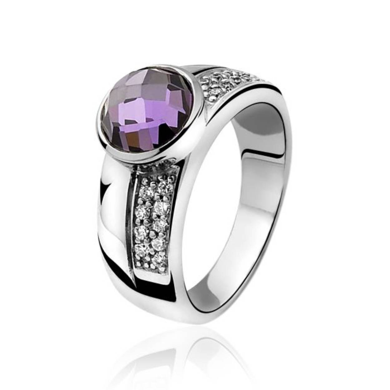 Zinzi zilveren ring paars zirkonia pavé mt.56 ZIR766P
