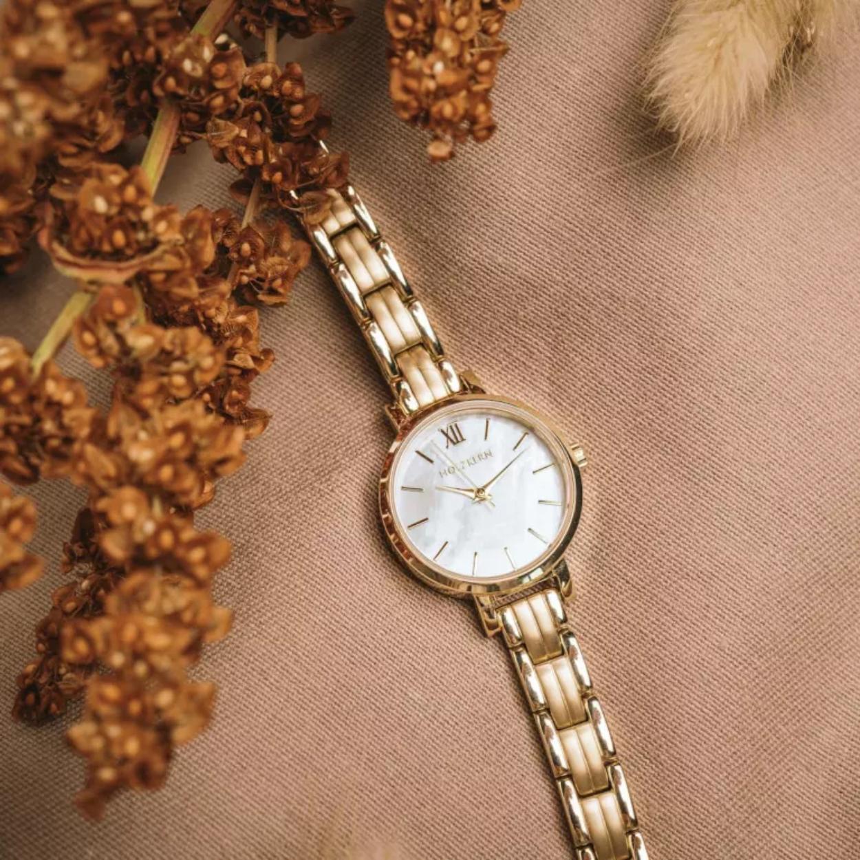 Dames horloge van Holzkern in de kleur Nacre/gold