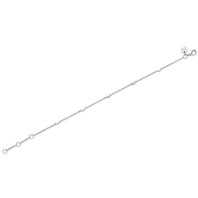 Gerhodineerde zilveren schakelarmband met 5 bolletjes. 
Lengte: 19 cm.