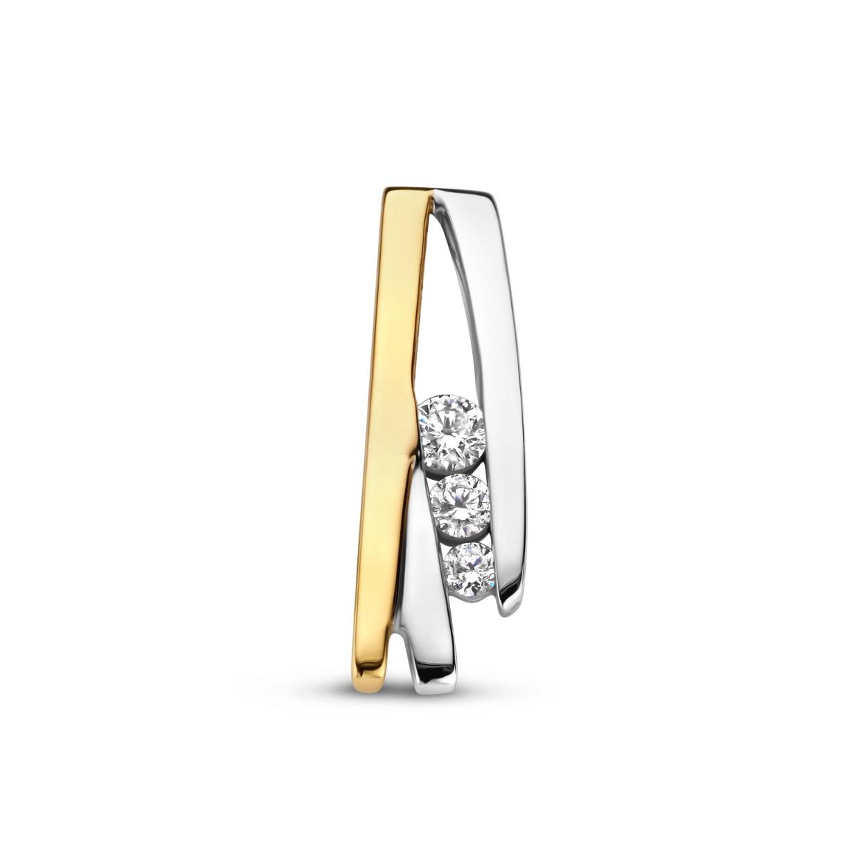 gouden hanger+ briljant, Luna bicolor+0.10ct
