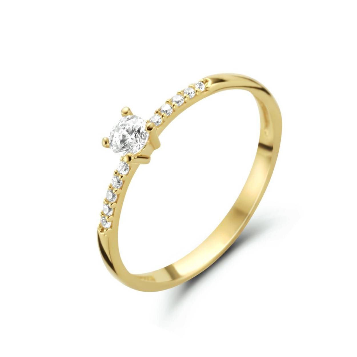 Gouden ring zirkonia 3.5mm chaton mt.56