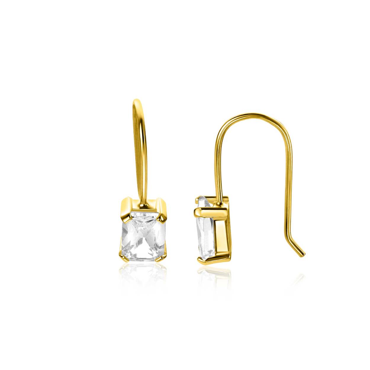 14krt gouden oorhangers brissuren met recht. zirconia