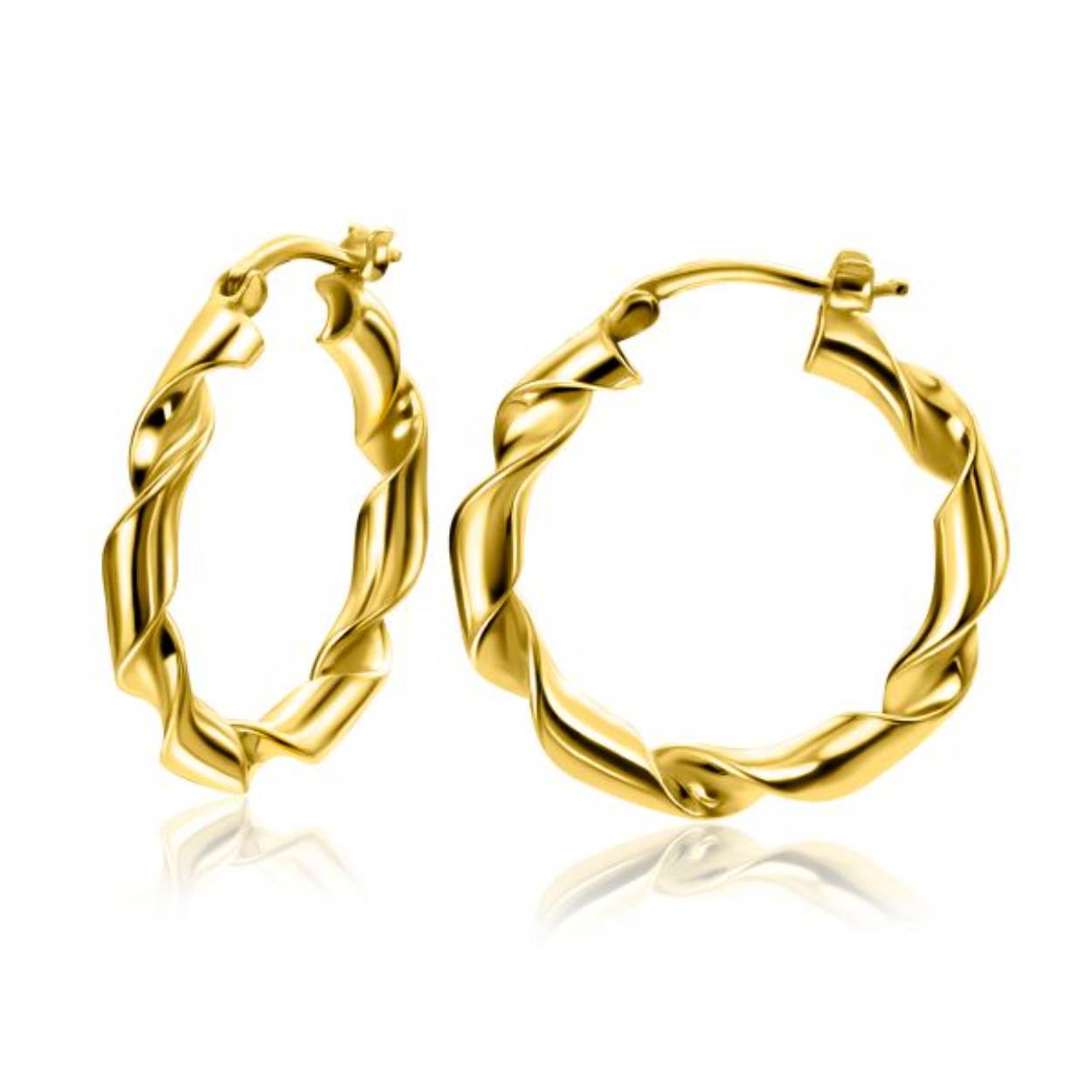 ZINZI gold plated zilveren oorringen met trendy gedraaide buis 28x3mm ZIO2406G