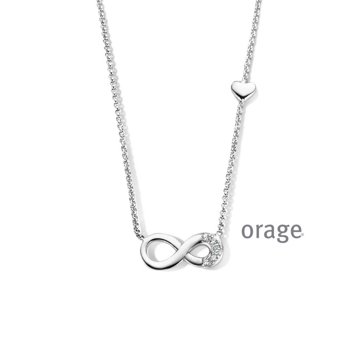 Orage collier zilver infinity met hartje
