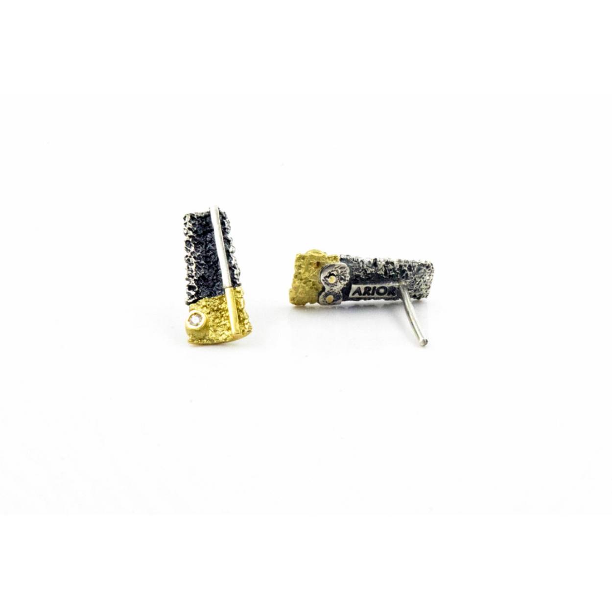 osha little earring 0.02 crt zilver met goud