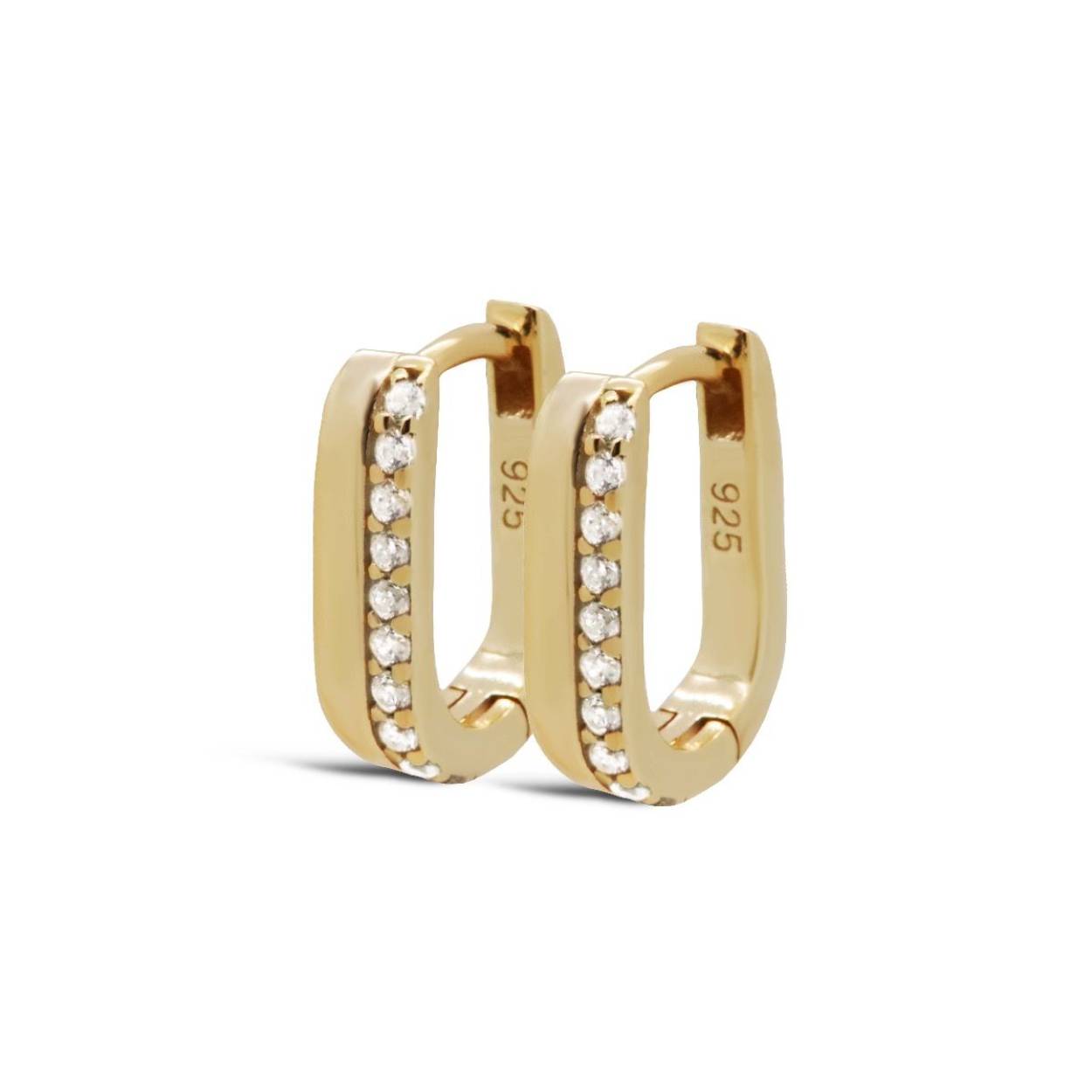 H521GP Karma oorringen MARLY square | zilver verguld | zirkonia's | 12mm