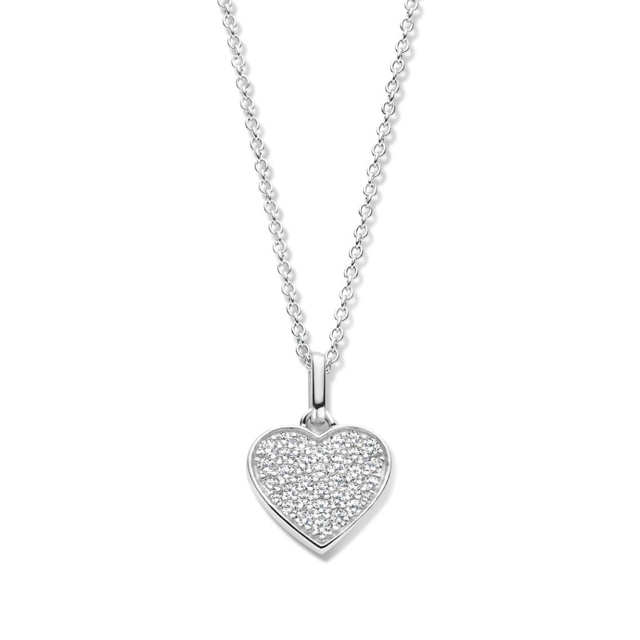 Ketting +hanger hartje AG + Zirkonia steentjes 
Lengte: 40 + 5cm 
Naiomy