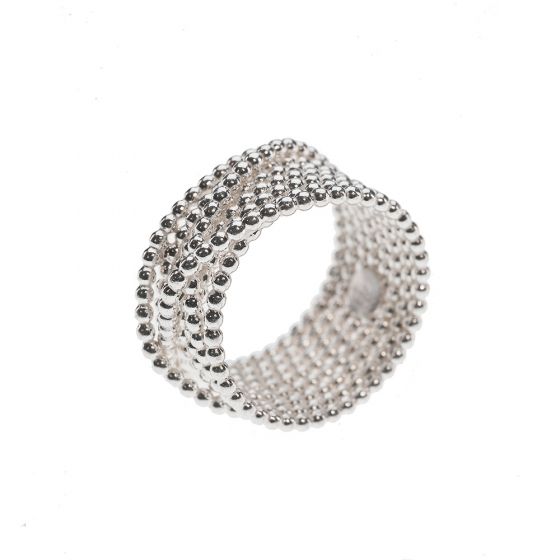 Zilveren ring met bolletjes