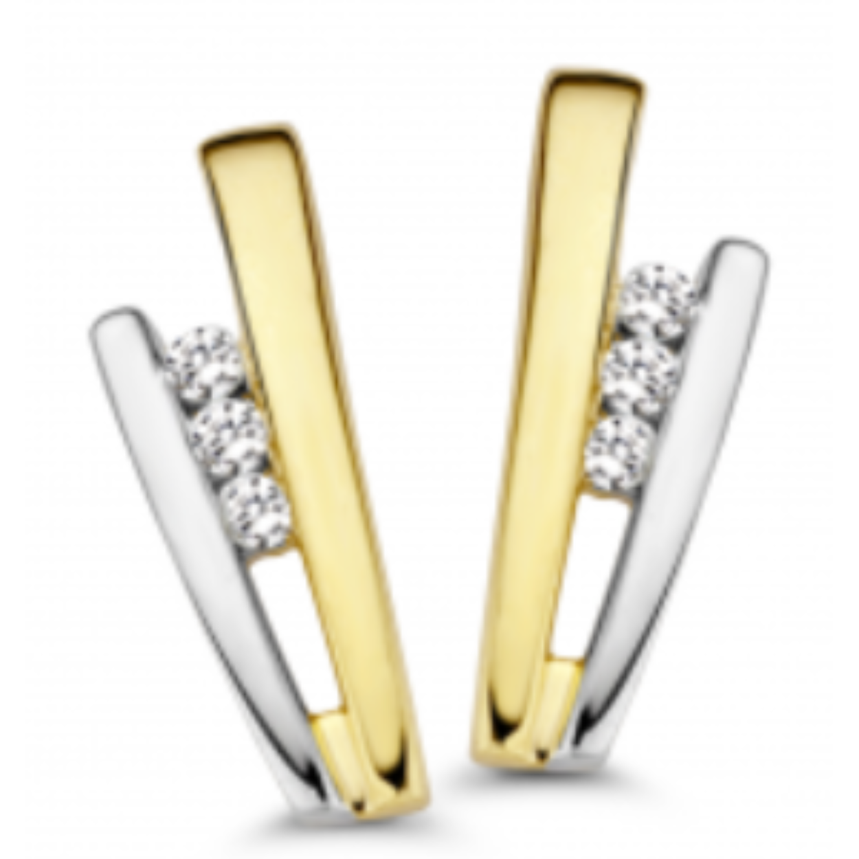 14k Mori Fashion Diamonds bicolor oorstekers 0.042ct