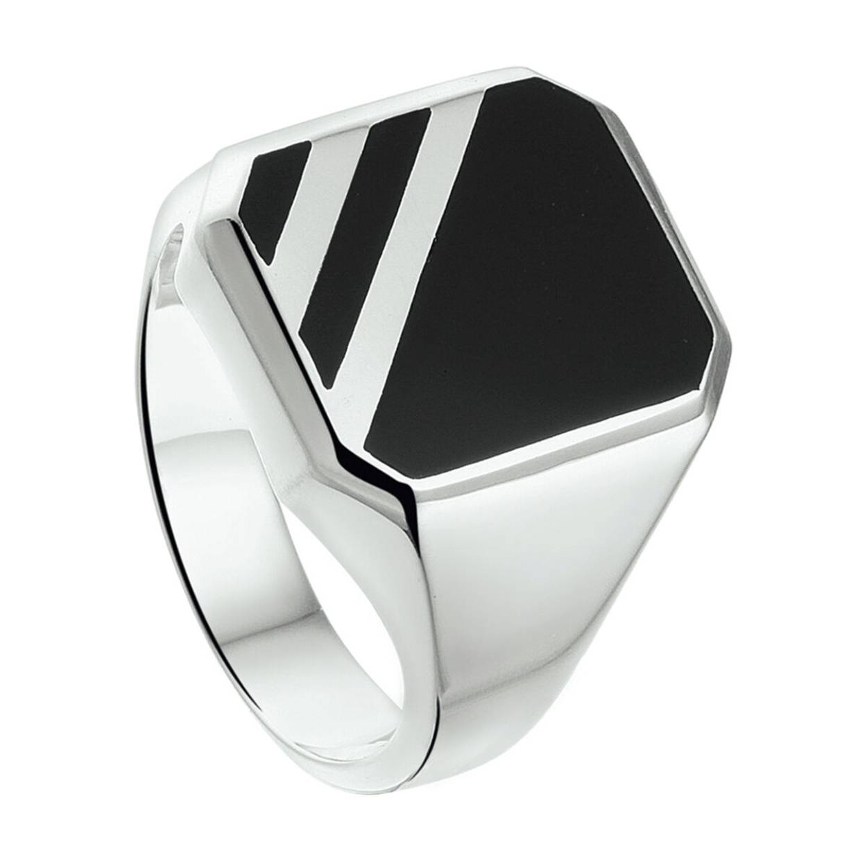 Heren zegelring zilver met onyx