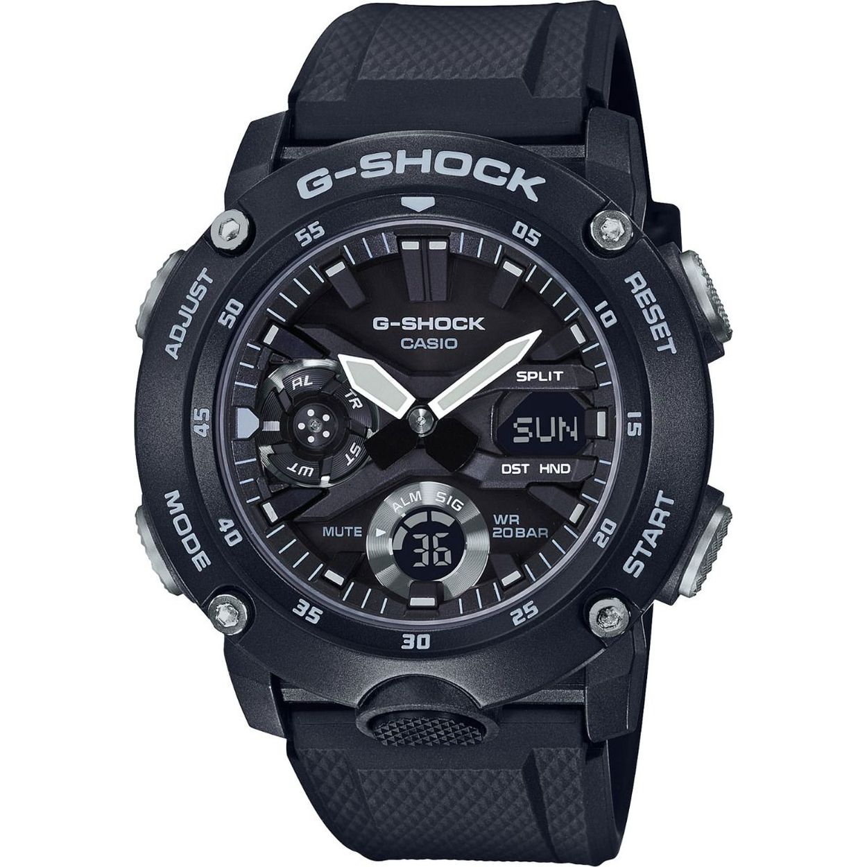 Dit is een prachtig horloge uit de collectie G-SHOCK Classic. Dit horloge heeft onder andere de volgende functies: Stopwatchfunctie - 1/100 sec. - 24 uur, Timer - 1/1 min. - 24 uur, 12/24-uurs tijdweergave, Wereldtijden, LED lampje, Automatische kalender, Schokbestendig

Algemeen
Geslacht: heren
Model: GA-2000S-1AER 

Voordelen
- band plastic/silicone zwart
- multi-functie
- wijzerplaat zwart met zwarte streepjes
- draagcomfort door licht gewicht
- boven gem. waterdicht: zwemmen/duiken
- dagwijzer
- quartz
- maat kast 49mm (breedte) 14mm (dikte)