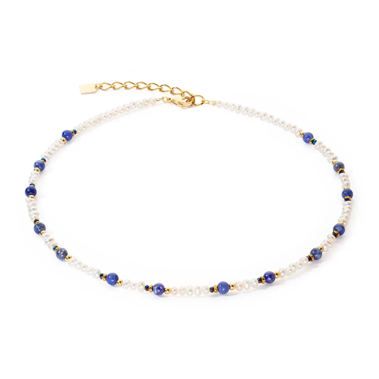 Coeur de Lion collier met zoetwaterparels en sodaliet