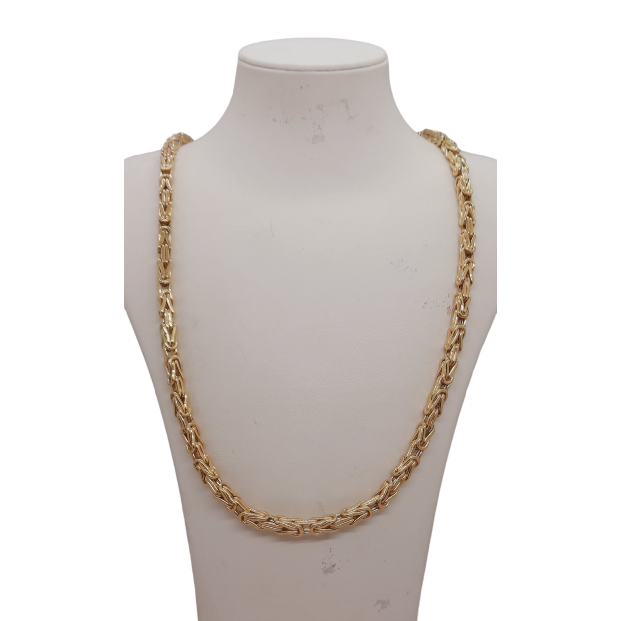 De gouden koningsketting is een prachtige 14kt halsketting van 65cm lang en 4,5mm breed. Hij weegt 37,44 gram en heeft een glanzende, goudkleurige afwerking. Deze ketting voegt luxe en stijl toe aan elke outfit. Draag hem bij speciale gelegenheden of als een dagelijks sieraad voor een elegante uitstraling. Model: BREA-JOY-0003890.