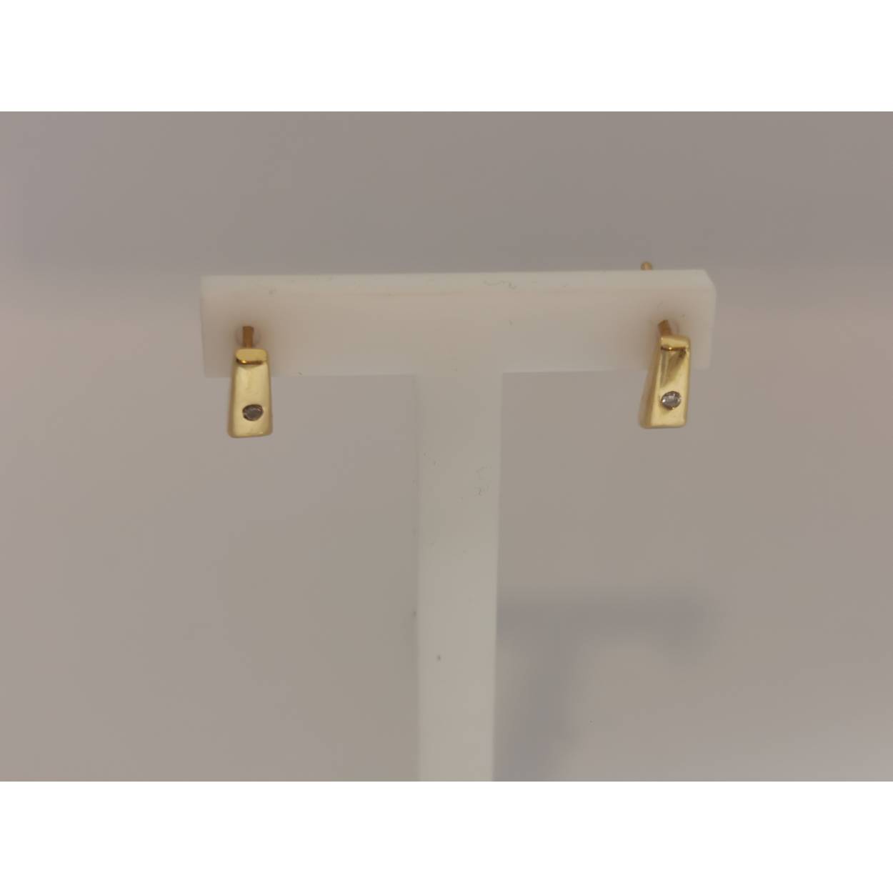 14 Karaat bi-color fantasie oorstekers met briljant geslepen diamant.
