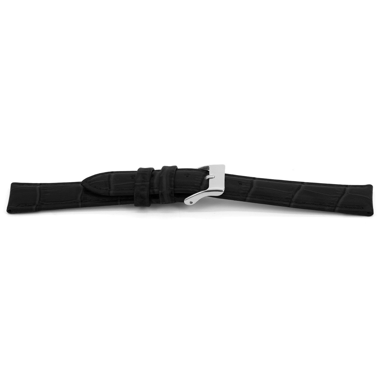 Zwart lederen horlogeband met zilverkleurig edelstalen gesp.
Kleur band: Zwart Mat
Band dikte: 4.5mm
Band lengte: 75/115mm
Band breedte: 18x16mm
Gesp: Stainless steel
Bekleding binnenband: Nubuck
Gestikt: Ja, dezelfde kleur als de band.
Pushpin: Exclusief
Hypo allergisch: Ja
EAN:4782563156184