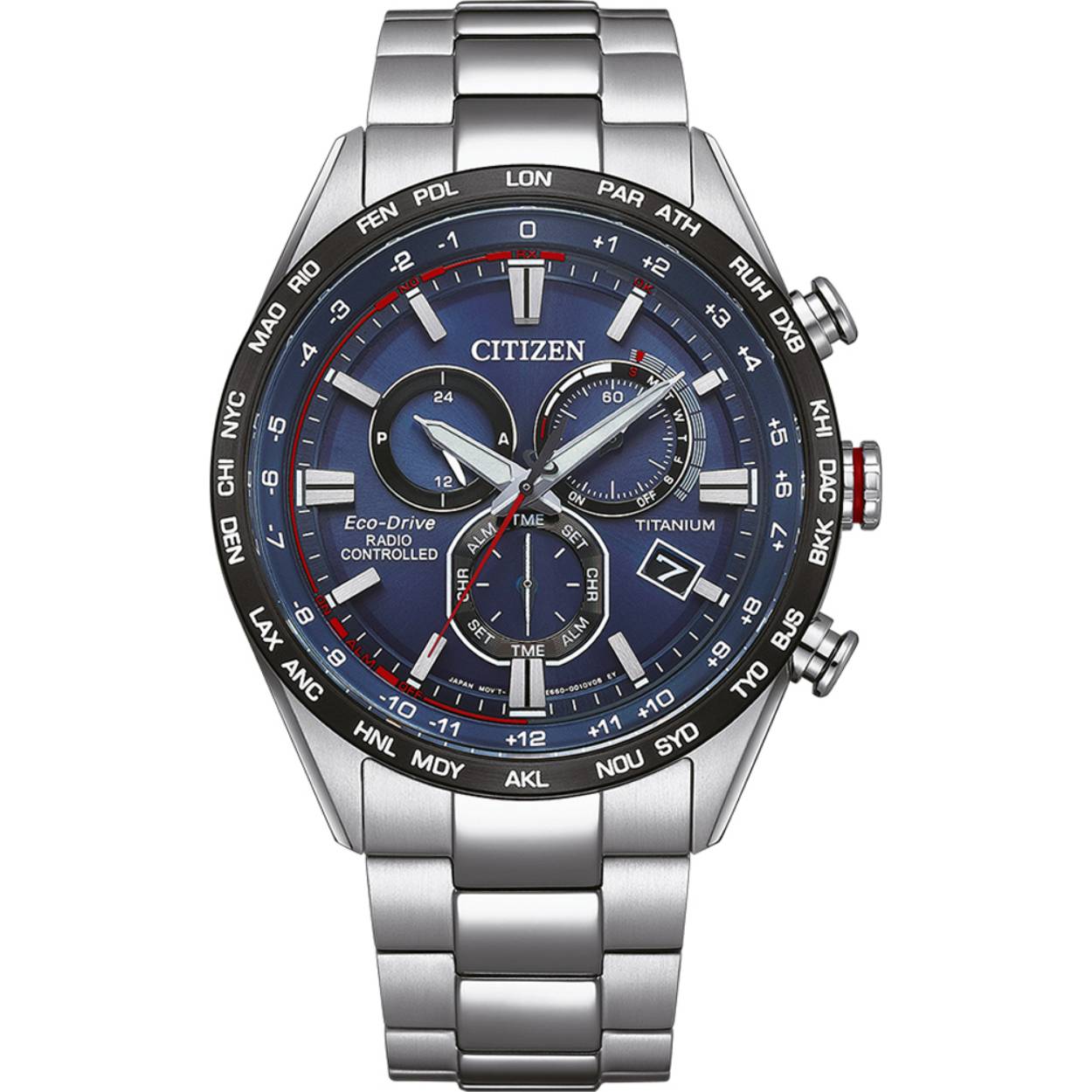Titanium solar powered radio controlled quartz watch
