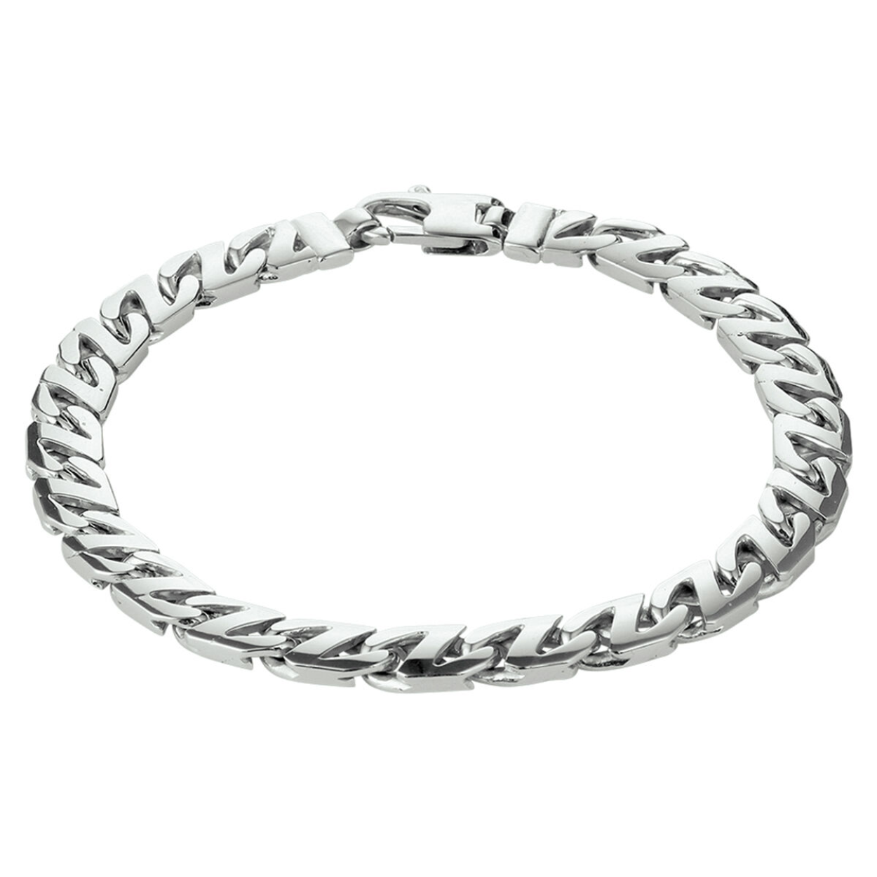 Gerhodineerd zilveren gourmette armband met een schakelbreedte van 6.6mm. De armband heeft een draaglengte van 20cm en is uitgevoerd met een karabijn sluiting.
